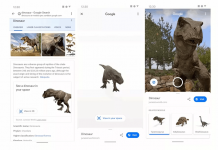 Google îți aduce dinozauri în interiorul casei cu ajutorul realității augmentate